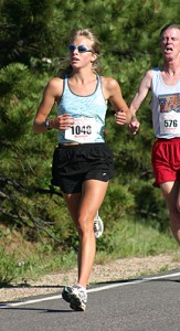 Tom about to pss lead runner at the Evergreen Freedom Run